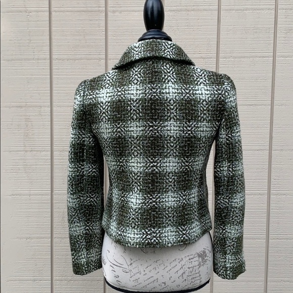 Ann TAYLOR PETITES Green/Off White Tweed Coat - Picture 5 of 16